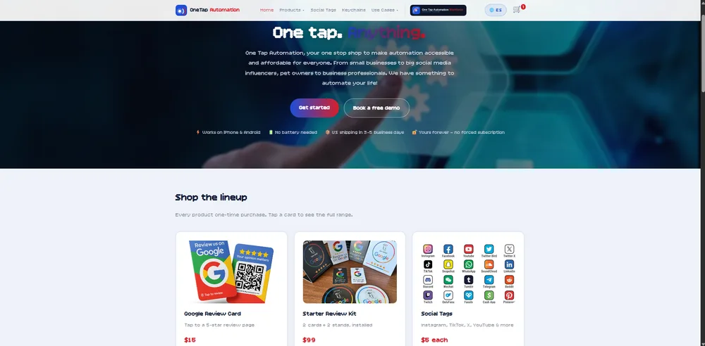 OneTap Automation website
